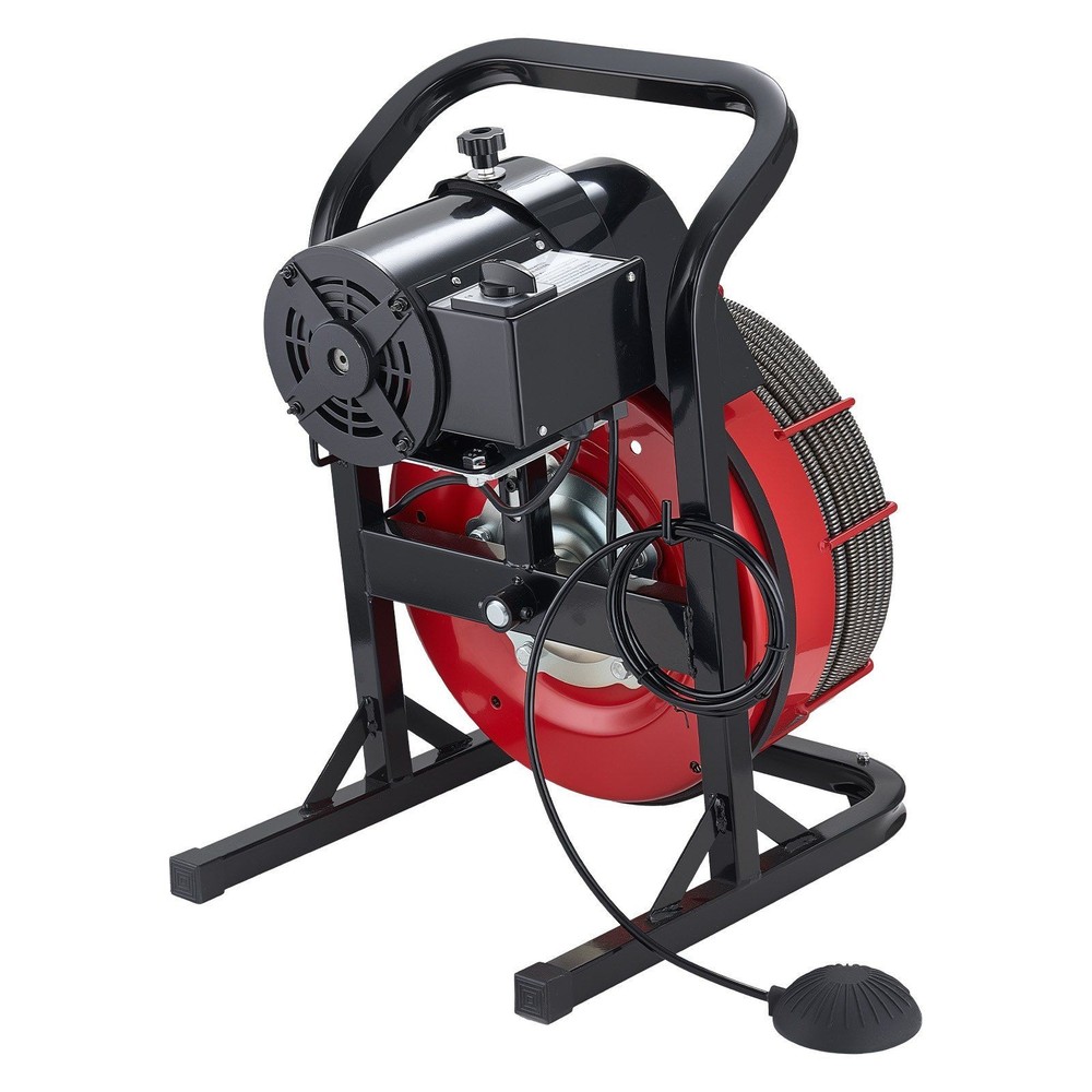 75ft Solid-Core Drain Auger, 4 Interchangeable Cutters