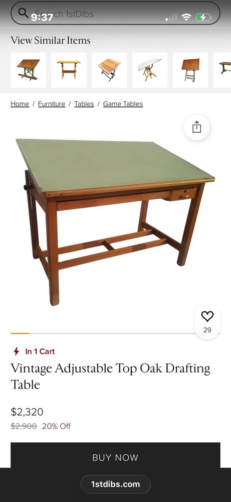 Mayline vintage Drafting Table 4 Post Solid Oak-wood