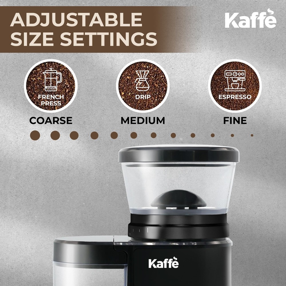 Kaffe Electric Burr Coffee Grinder (5.5oz) w/Adjustable Coarseness Settings -...