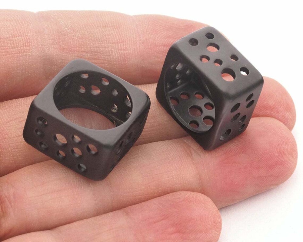 Square Perforated Ring Black Painted brass Optional Size 3694-3695-3696