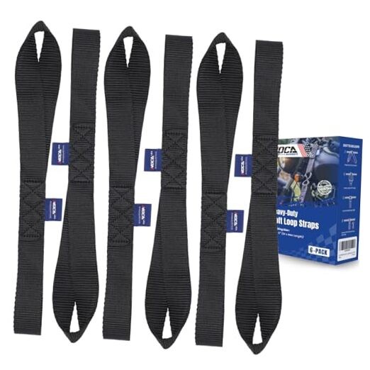 MOCA 6-Pack Soft Loop Tie Down Straps 12000 Lbs Breaking Strength 6-PACK Black