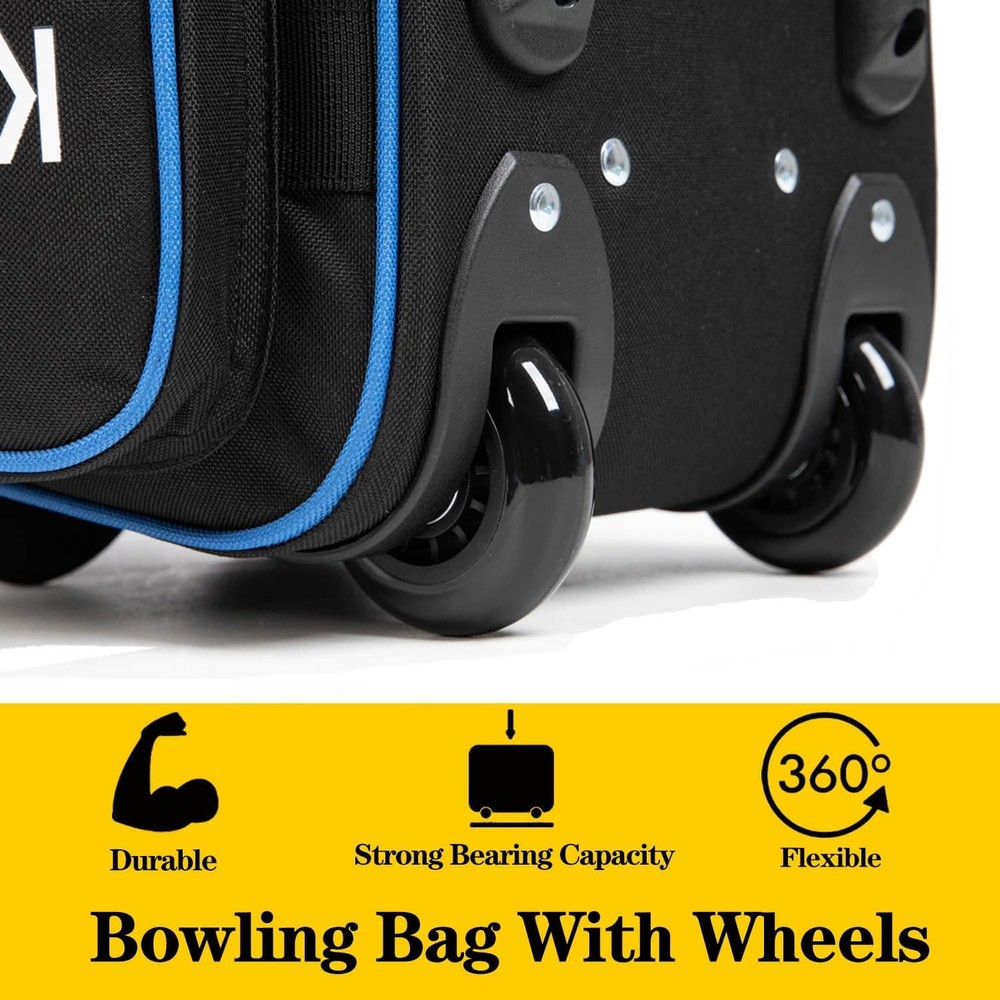 Double Roller 2 Ball Bowling Bag with Large Separate Shoe Compartment and Oversi