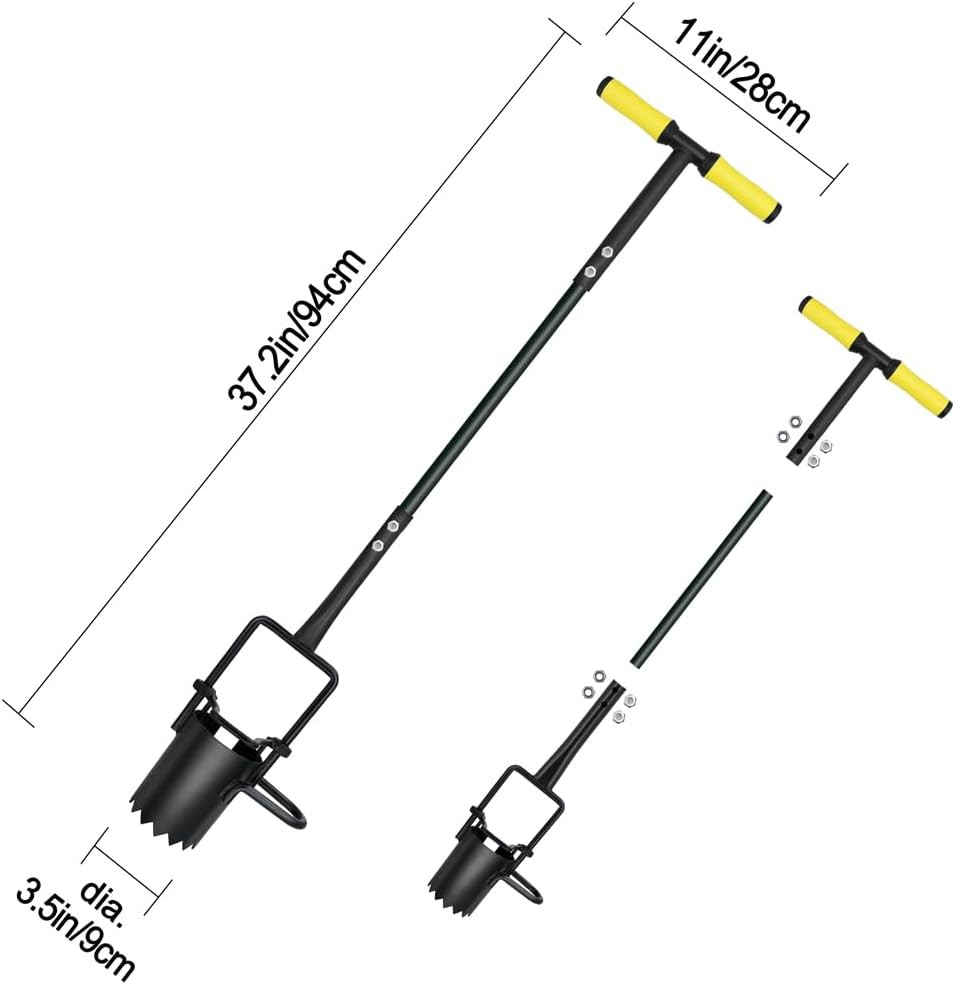 Bulb Planter Tool Long Handle, Serrated Base Gardening Bulb Transplanter with So