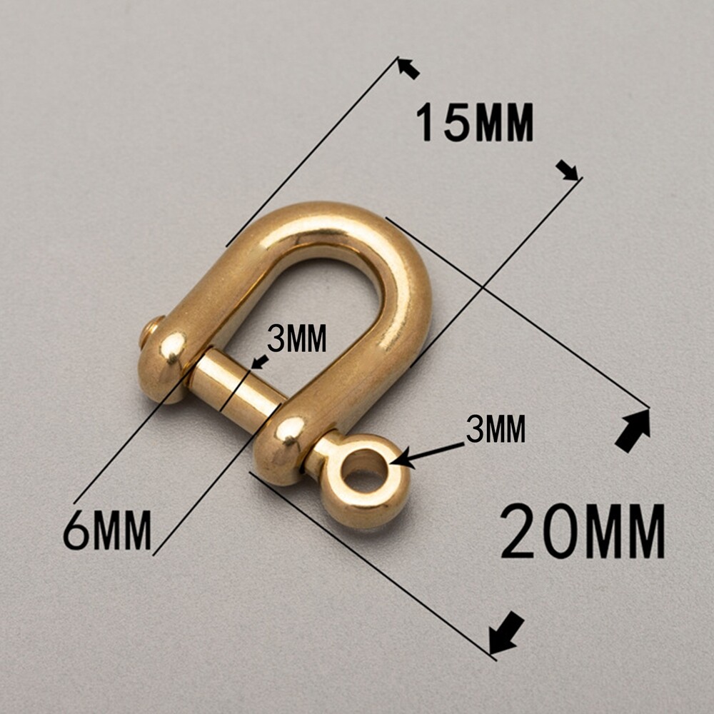 Solid Brass D-bow Staples Shackle Carabiner Screw Removable Anchor Keychain Ring