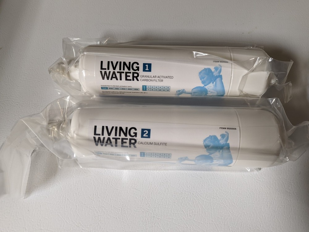 Living Water Replacement Filter Set Carbon Calcium Alkaline Vollara System Flush