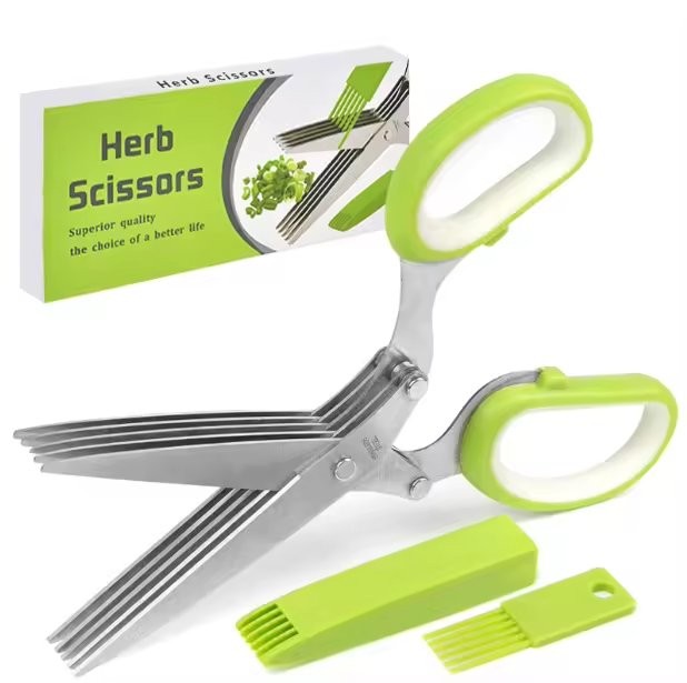 Multi-Purpose 5-Blade Kitchen Scissors –Kitchen & Craft Use with Cleaning Comb