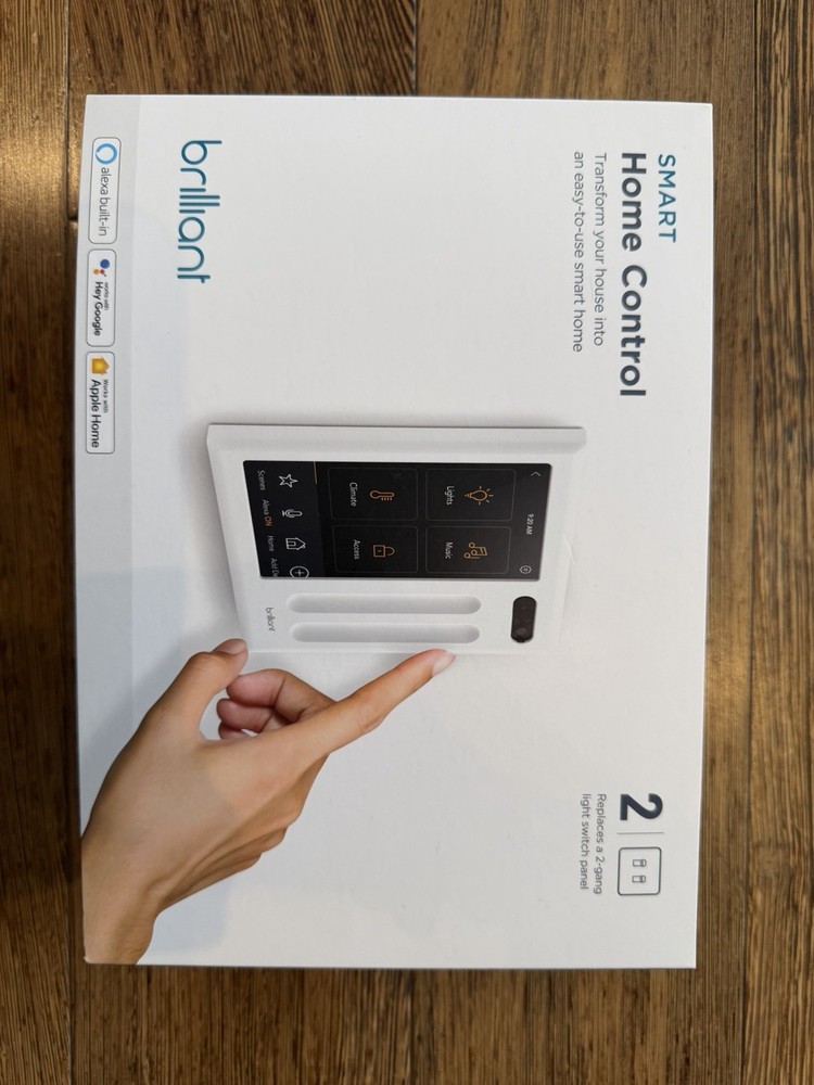 Brilliant Smart Home Control 2 2-Switch Panel Wi-Fi Alexa Google HomeKit Ring
