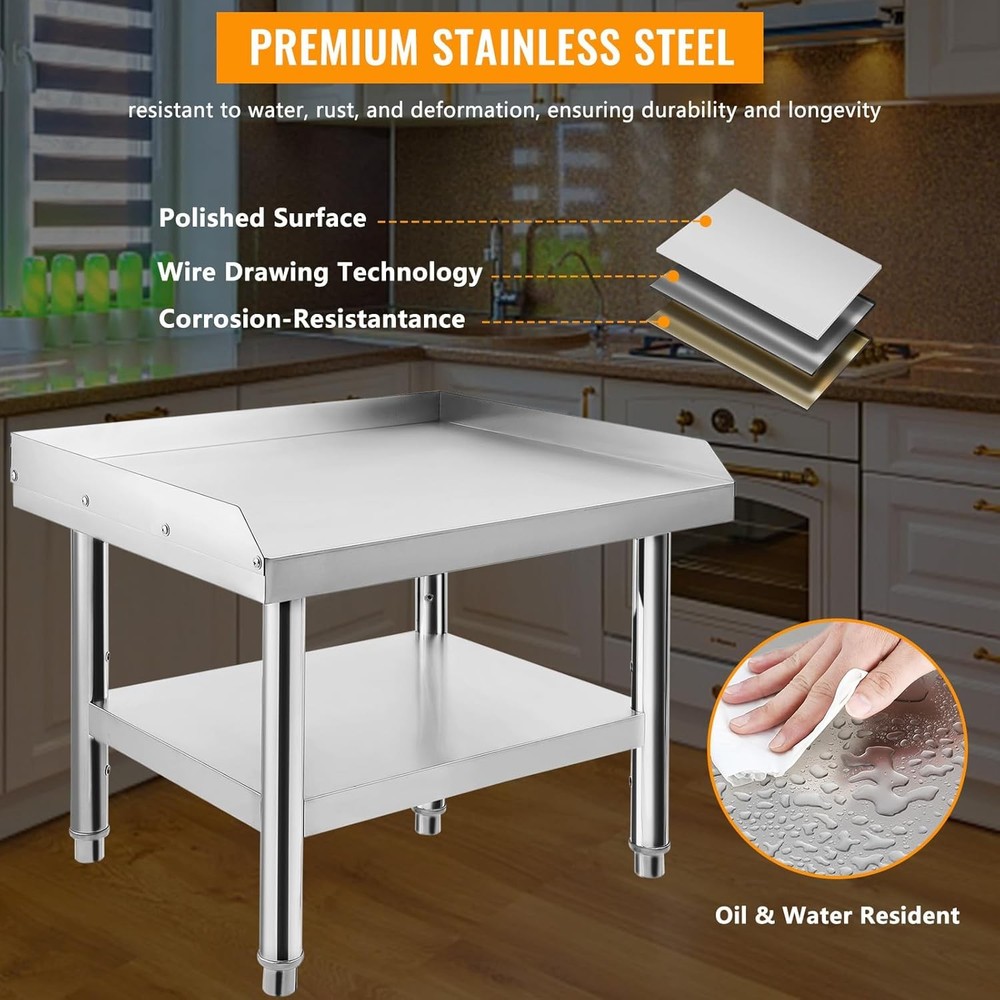 48"x28" Stainless Steel BBQ Grill Stand Kitchen Work Prep Table w/ 2" Backsplash