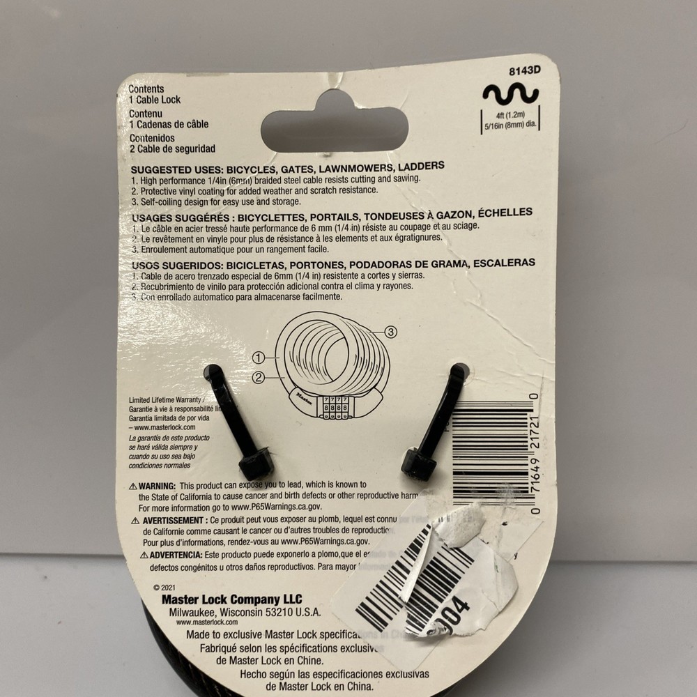 Master Lock 8143D 4ft Preset -new