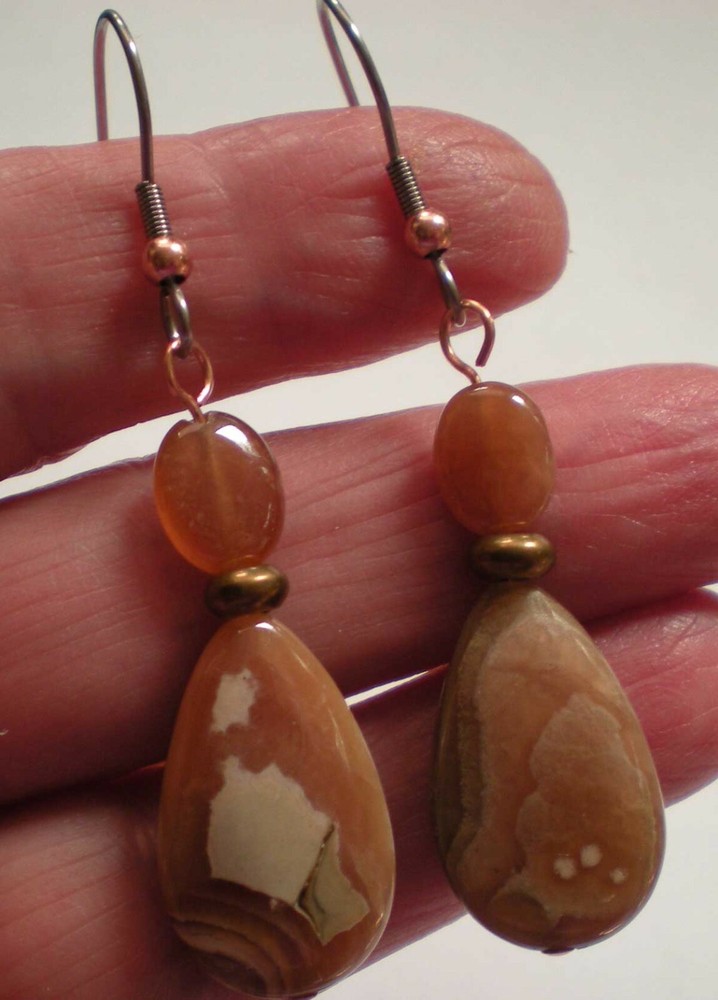 Agate Drop Earrings - Balance, Grounding, Healing e131