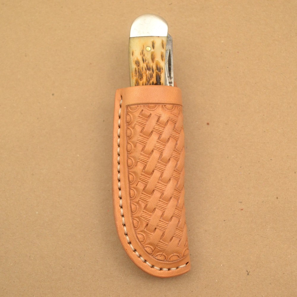 Knife Scabbard - Leather Rancher - Basket Weave (E259)