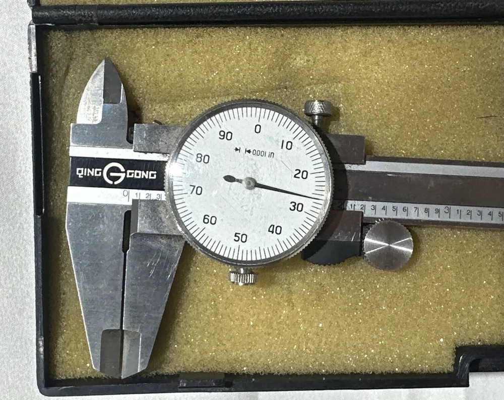 Vintage Qing Gong Dial Caliper With Case Tested Working