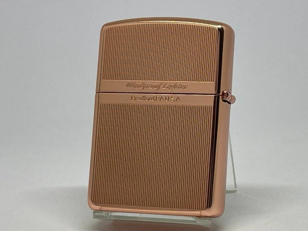 Zippo Logo Armor Arabesque Stripe Etching Pink Gold Matte Silver Lighter