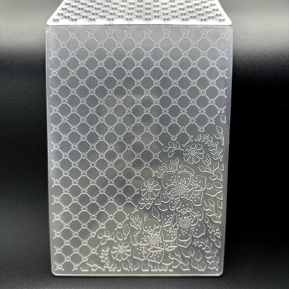 3D Plastic Embossing Folder Template Grid Rose Texture 5X7 Inch for Card Making