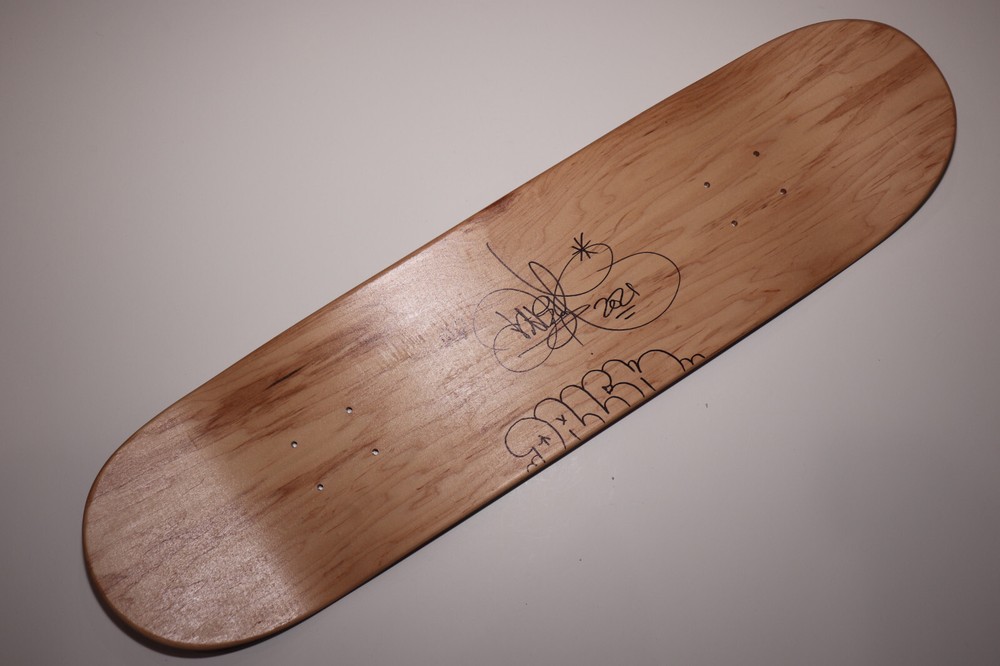 Dalek Space Monkey SIGNED Skateboard Deck Art - Navy Blue