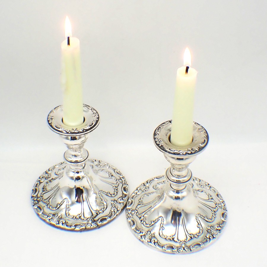 Chantilly Candlesticks Pair 749 Gorham Sterling Silver Weighted