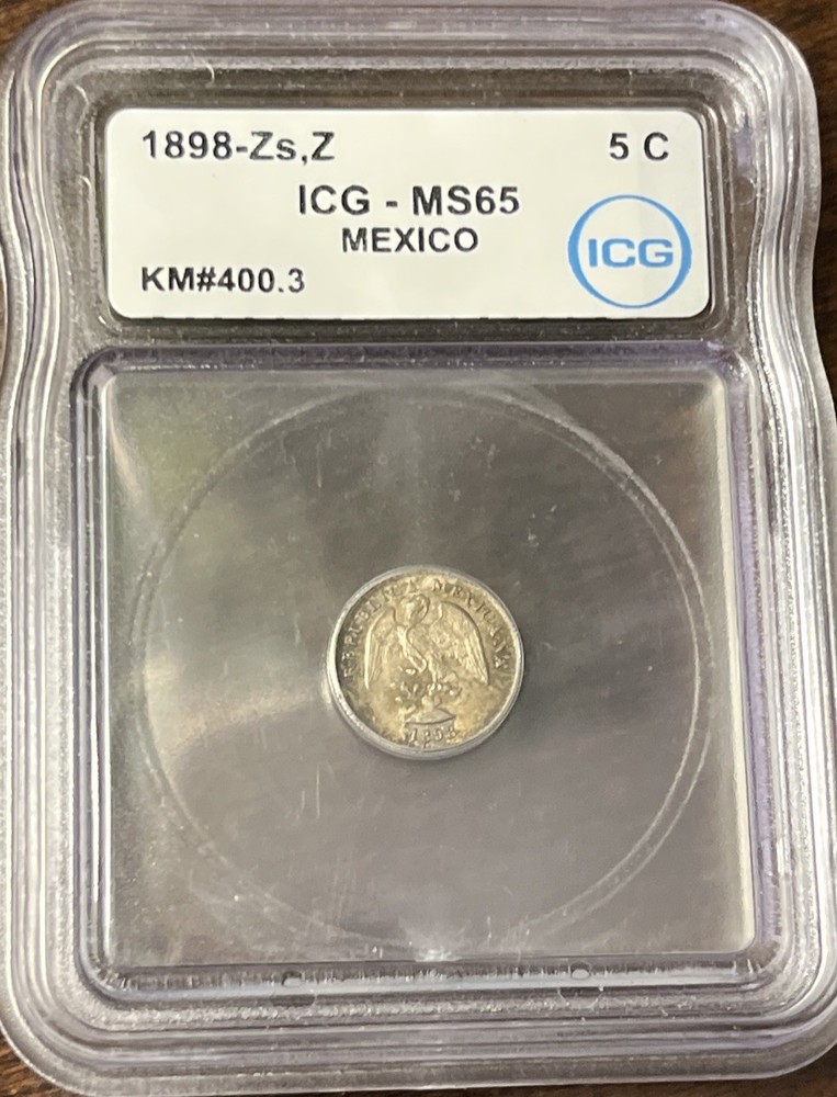 1898 Zs Z 5 Centavos Mexico MS 65