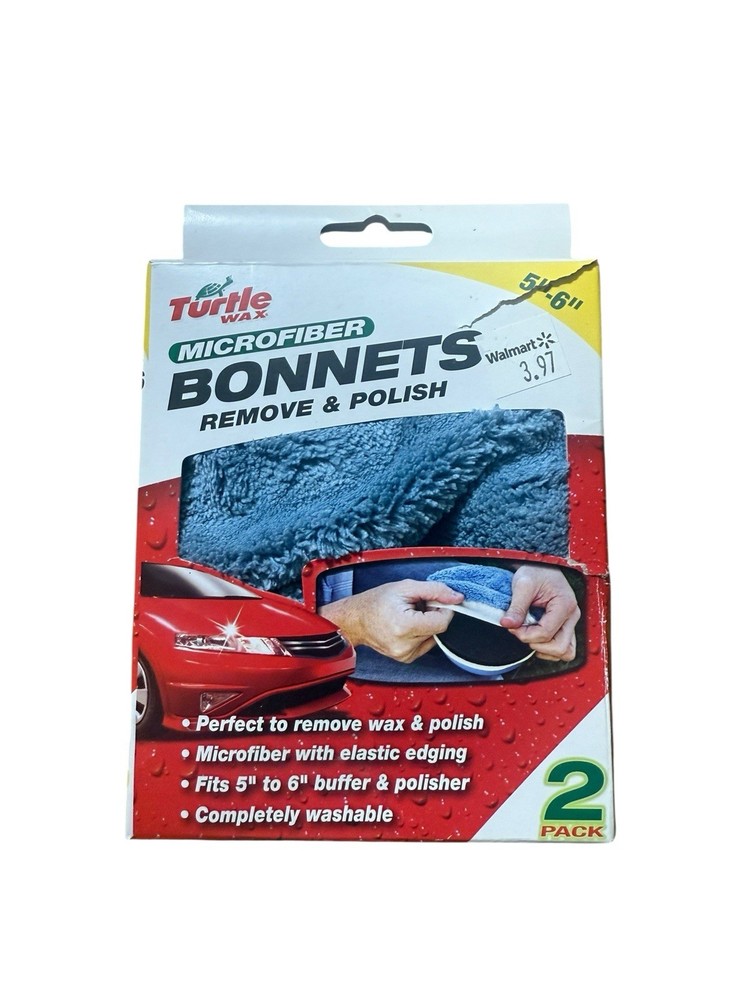 Turtle Wax Microfiber Bonnets 5”-6” Buffer Polisher Pads 2 Pack Remove Polish