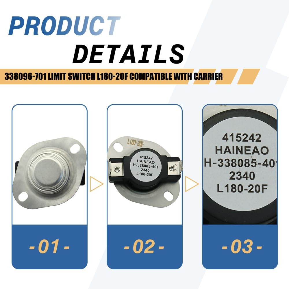 338096-701 Limit Switch L180-20F Compatible with Carrier Black