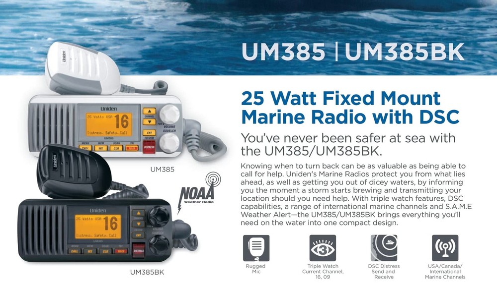 UNIDEN UM385 FIXED MOUNT VHF RADIO WHITE