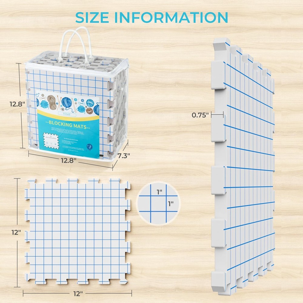 Blocking Mats for Knitting, Extra Thick Knitting Blocking Mat with Grid Lines...