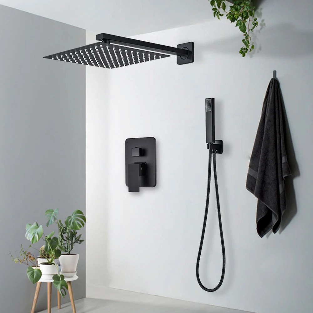 Shower Faucets System Bathroom Wall Mounted Rainfall Shower Kit Concealed