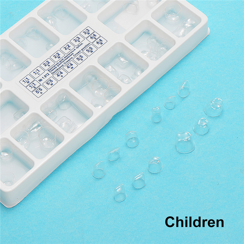 64pcs Transparent Deciduous Crowns Children Temporary Preformed tooth Pre-crown
