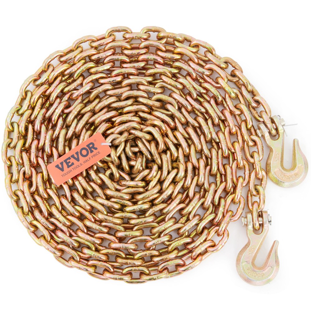 VEVOR Binder Chain G80 Tow Chain with Hooks 4900lbs Load 5/16'' x 20' 2 Pack