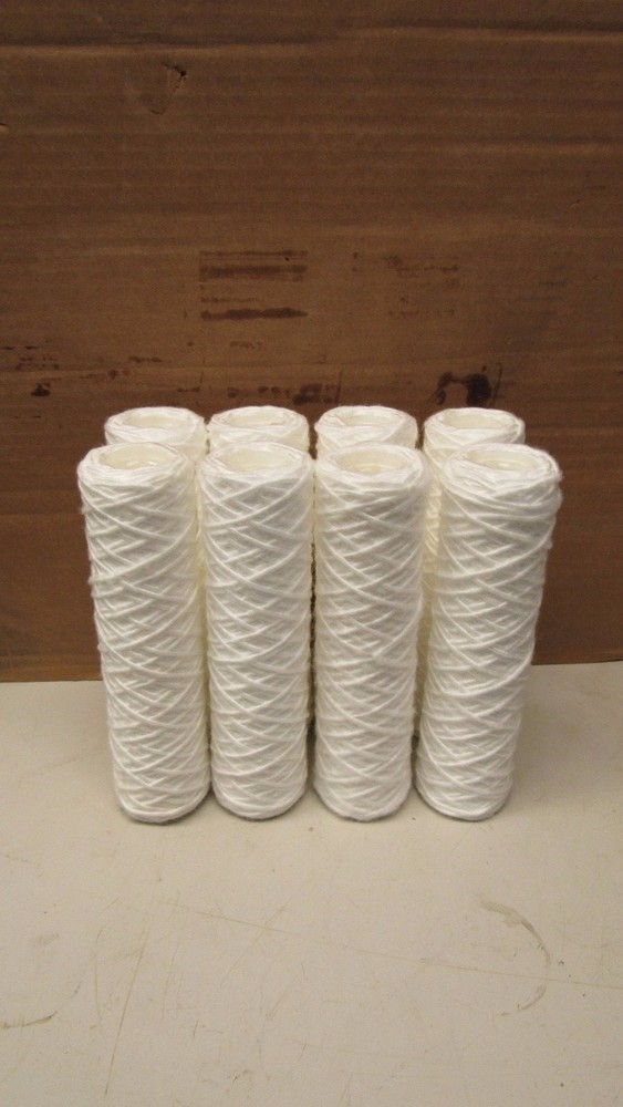 "LOT OF 8" CULLIGAN POLYPROPYLENE STRING WOUND YARN FILTER ELEMENT 8"X2" 1" BORE