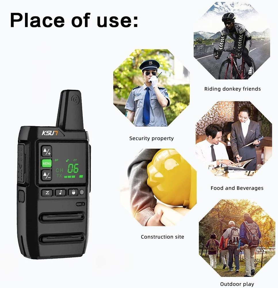 Long Range Walkie Talkies Waterproof, 2 Pack Rechargeable Two Way Black
