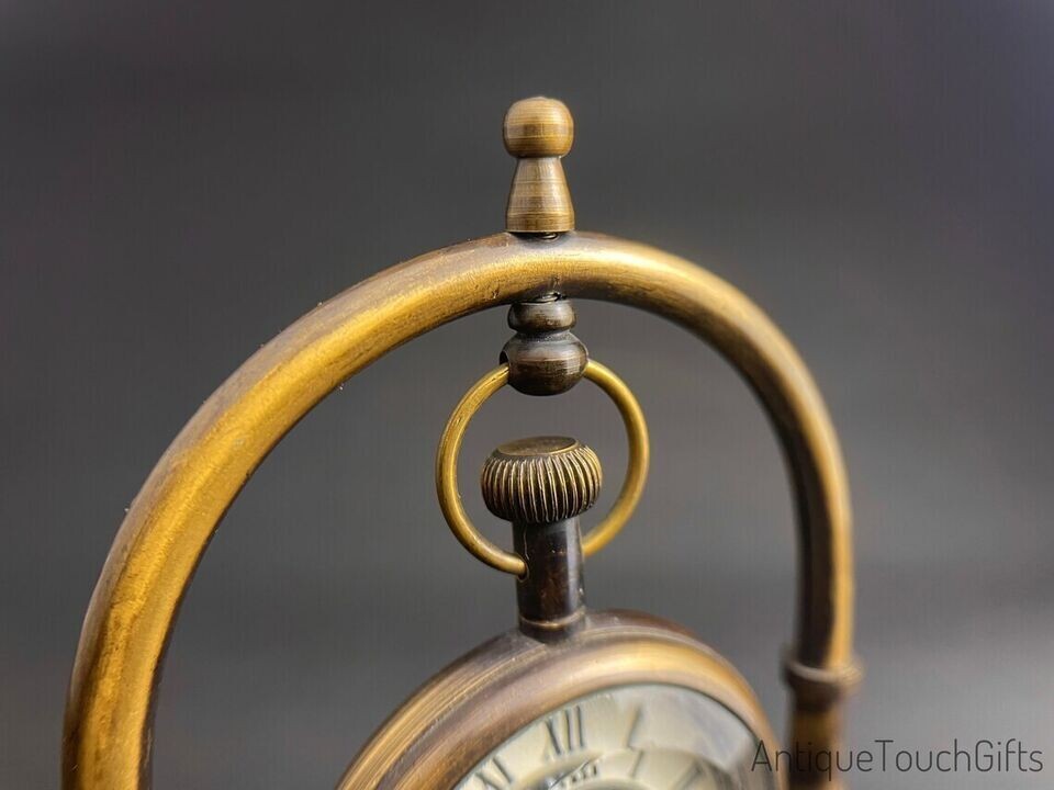 Vintage Victorian 1875 - Solid Brass Nautical Working Pocket Watch Table Clock