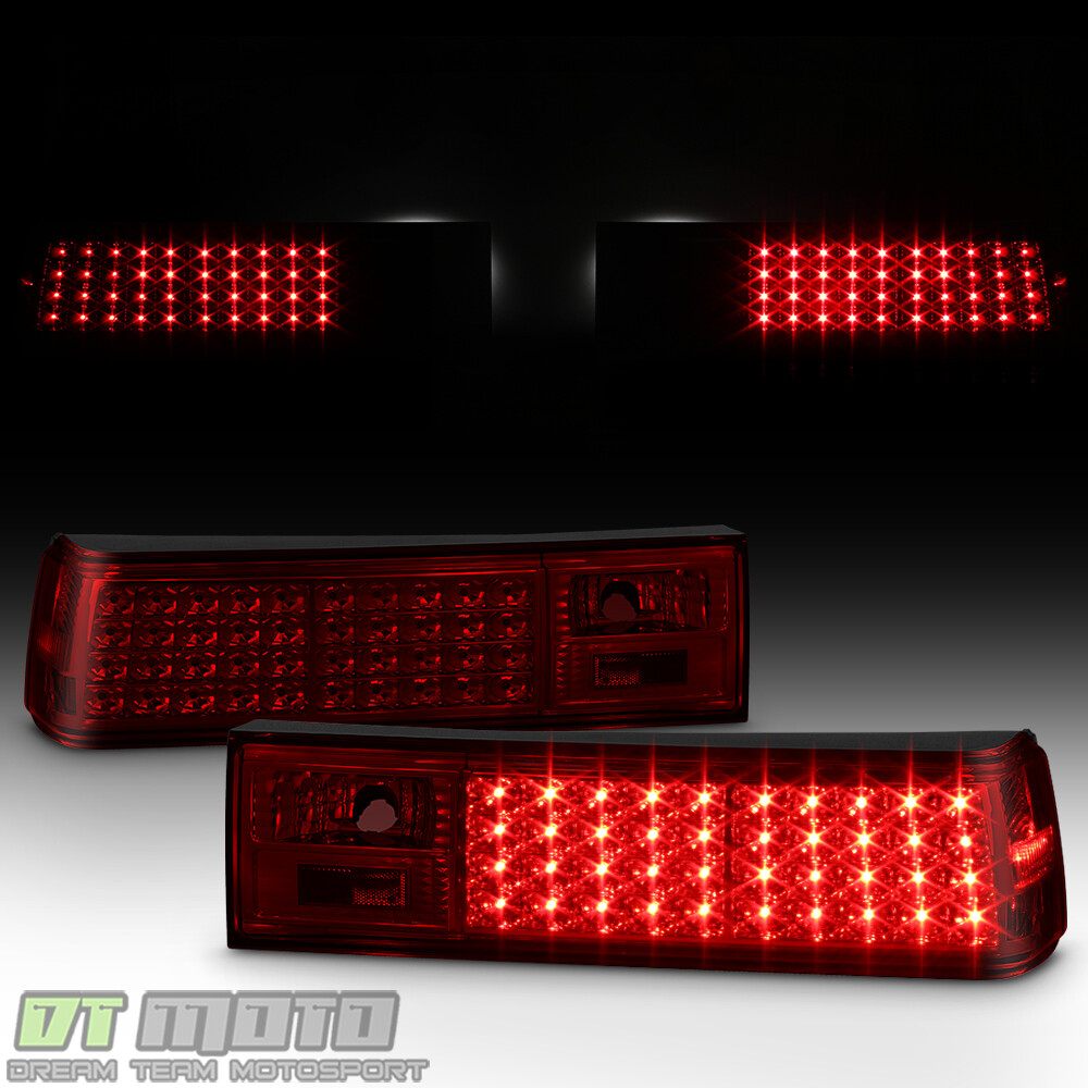 1987-1993 Ford Mustang Red Smoked LED Tail Brake Lights Lamps Left+Right  Pair
