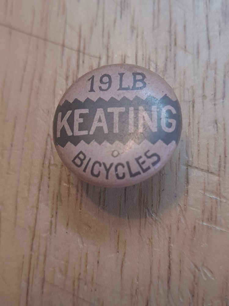1890s 19LB Keating Bicycles Keating Wheel Company Stud Back Celluloid Button
