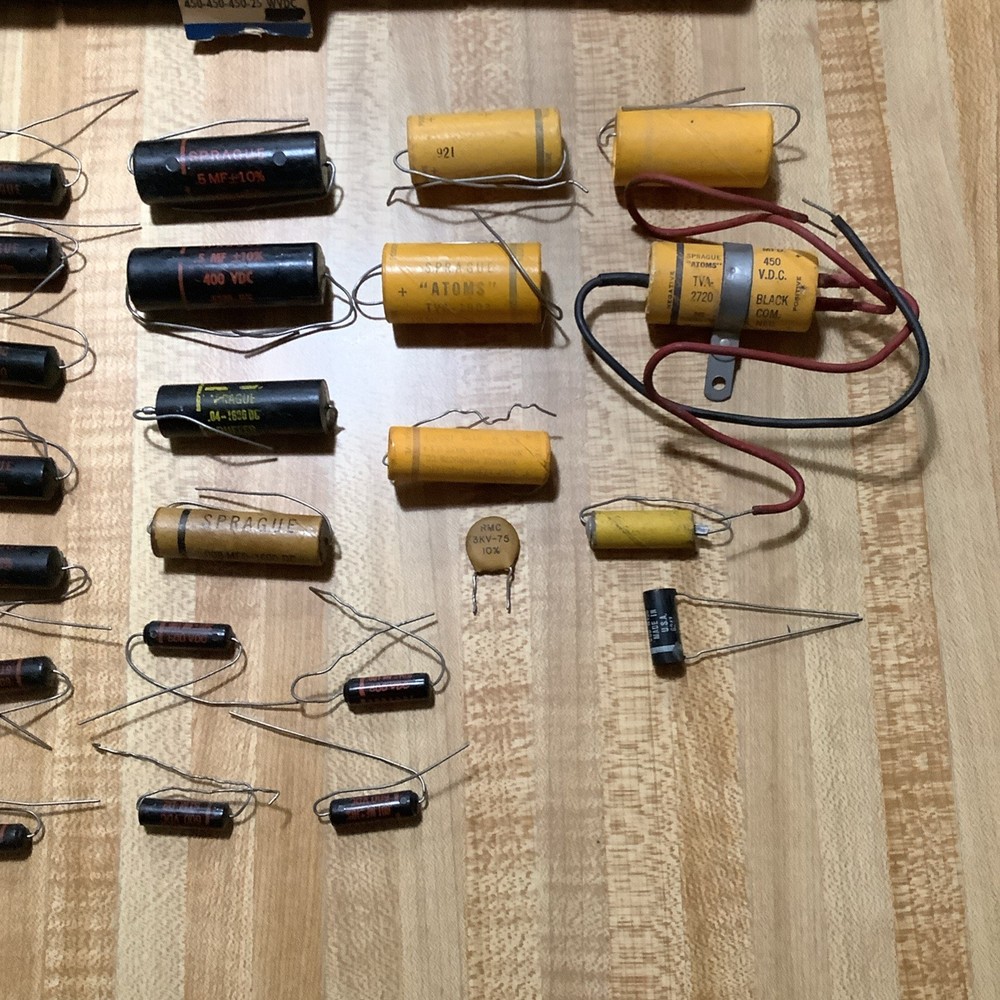 Vtg Mostly Sprague Capacitors Lot All Untested 40+ Pieces