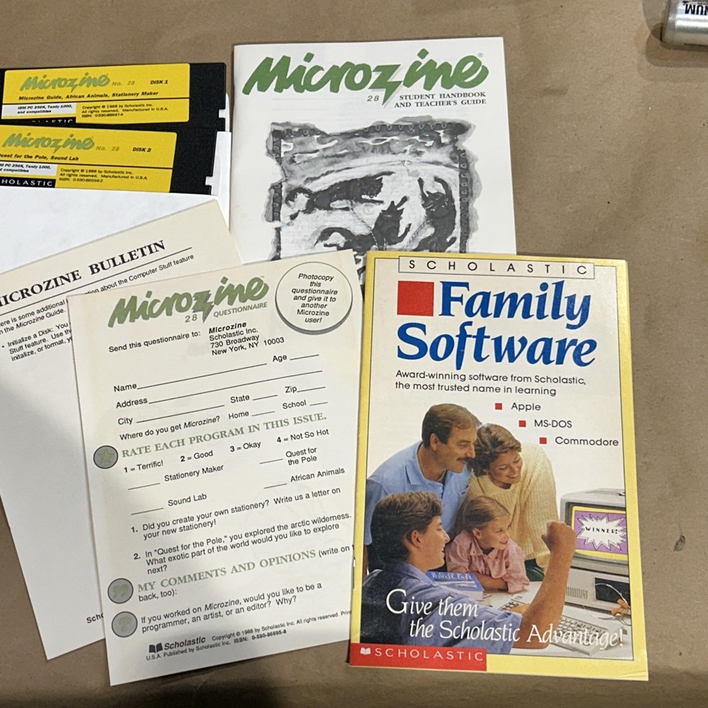 Scholastic Wizware Microzine Software 1988 classroom publishing series