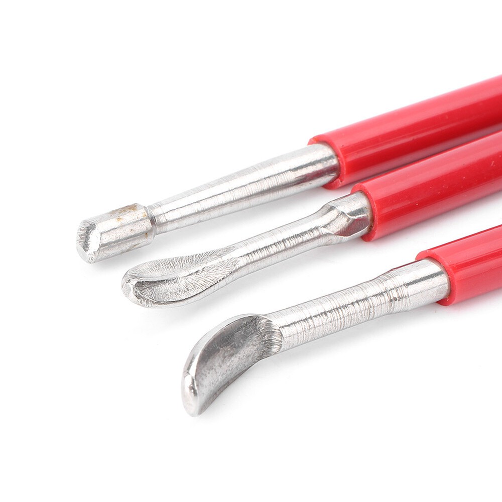 3PCS/Set Leather PMC Craft Modelling Splicing Embossing Spoon & Carving Tool Kit