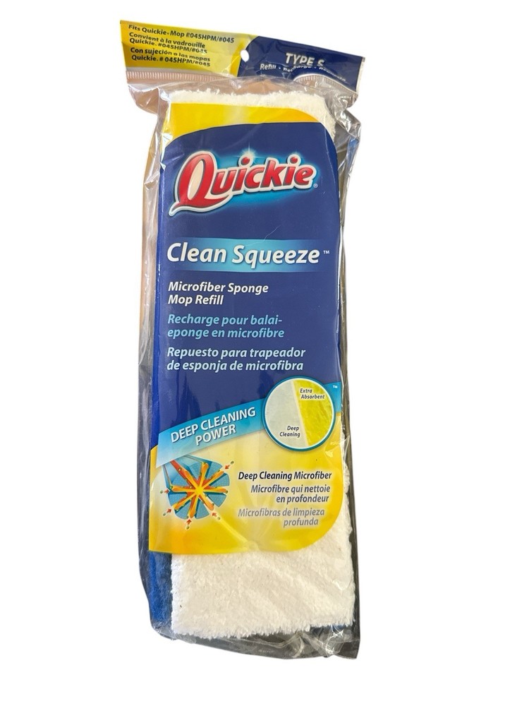 Quickie Clean Squeeze Microfiber Sponge Mop Refill Type S New