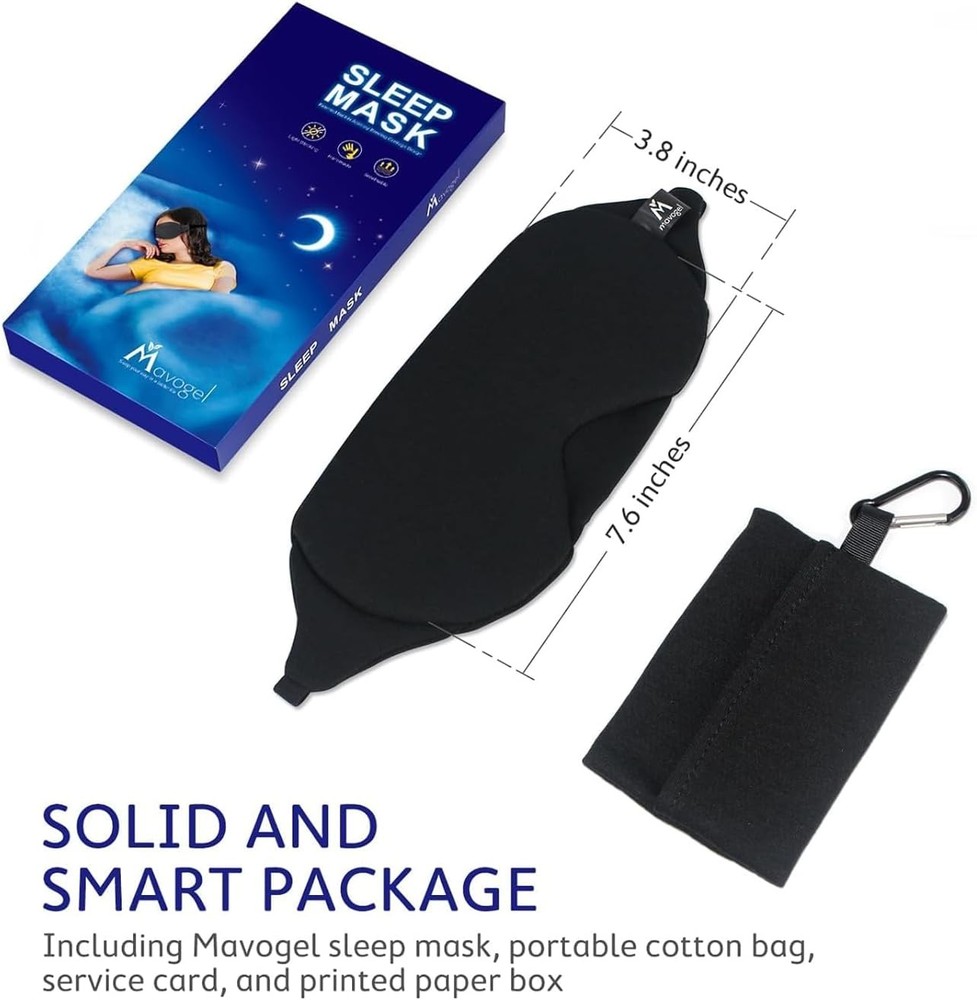 Mavogel Cotton Sleep Mask - Updated Design Light Blocking Eye Black
