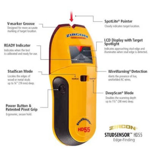 StudSensor HD55 Stud Finder Wall Scanner LCD Display Deep Scan Wire Detec