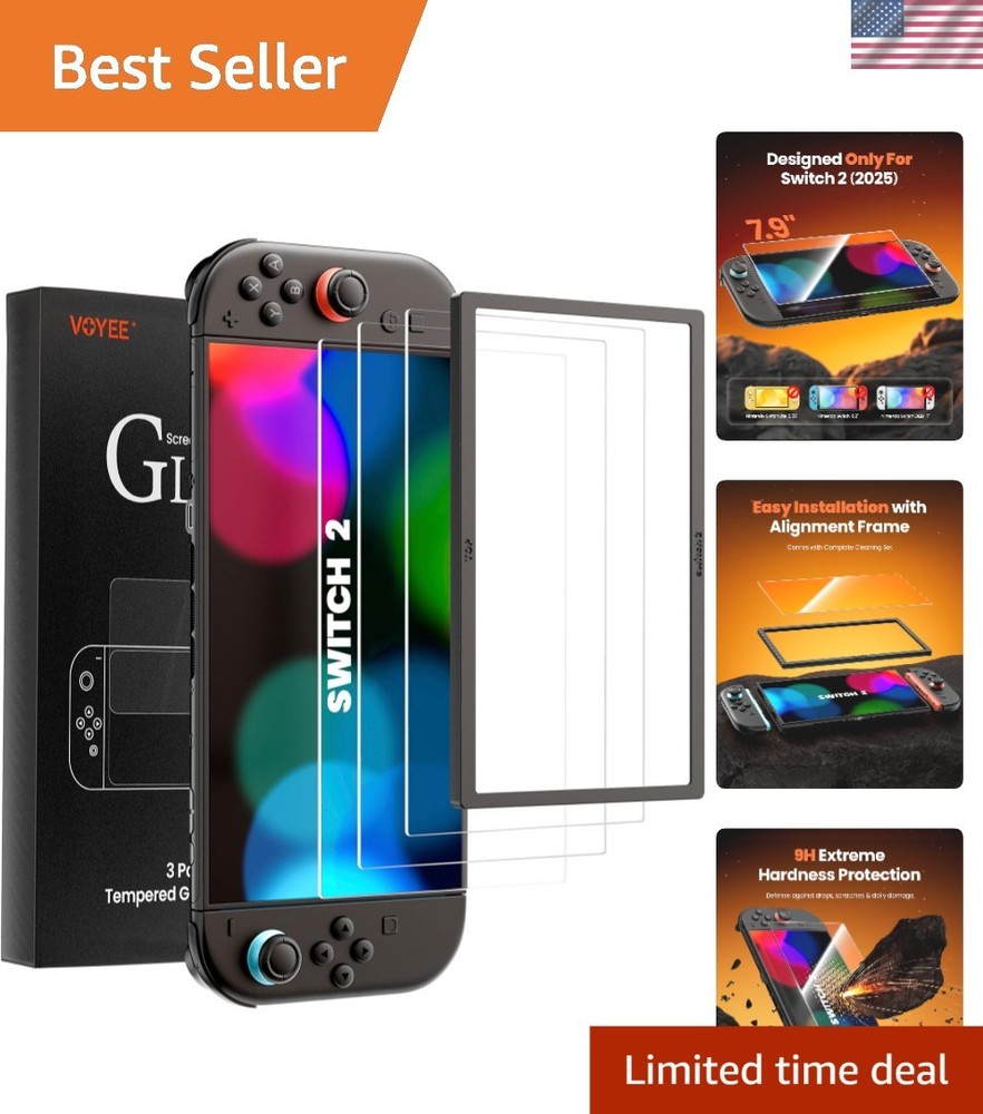 Ultimate 9H Tempered Glass Screen Protectors for 2025 Switch 2 - Easy Install