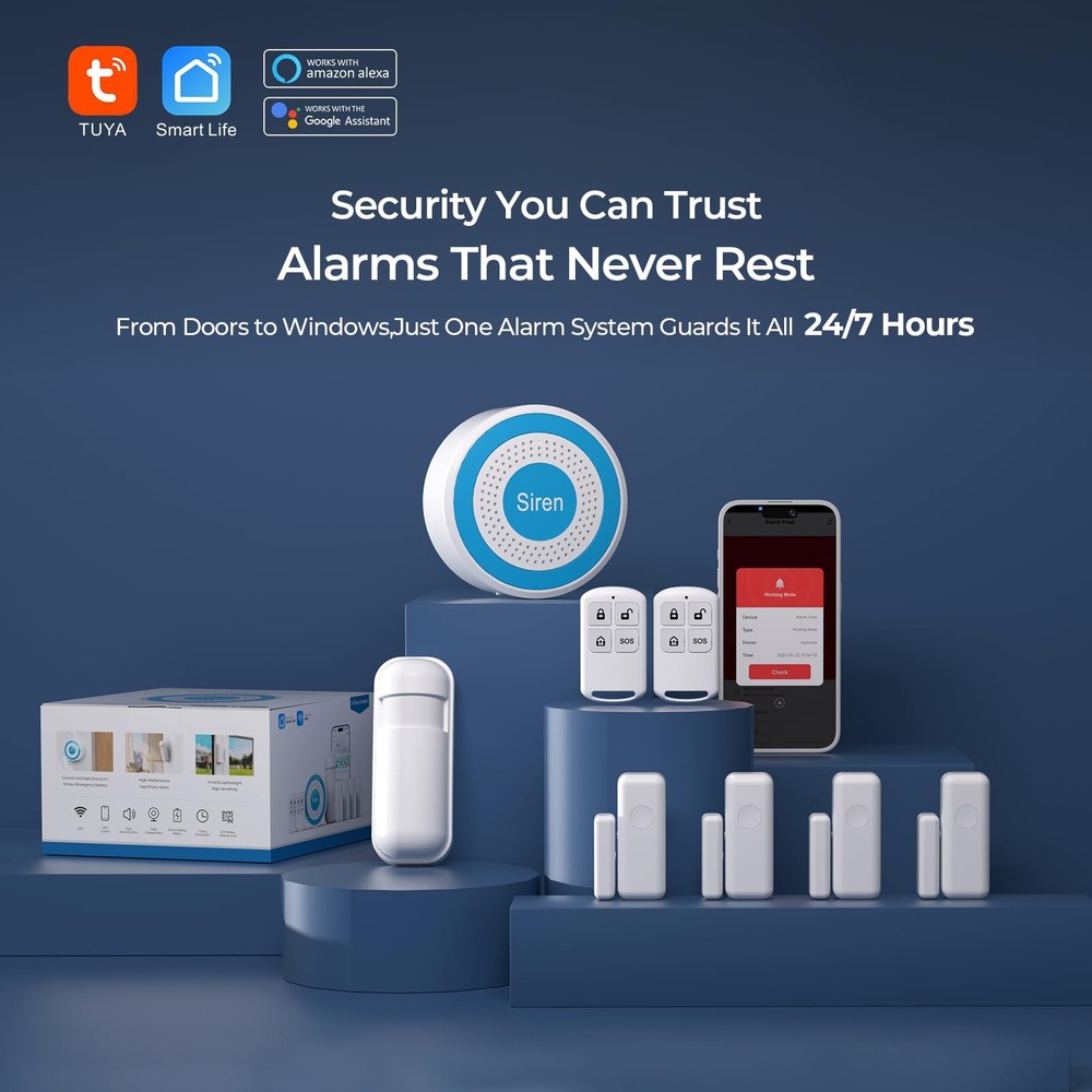PGST Wireless Home Alarm System,Smart Security System with Instant 8 PCS