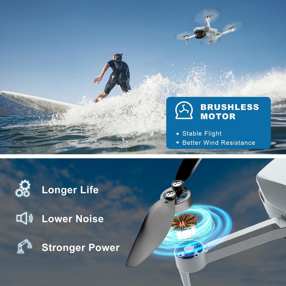 Drones with Camera for Adults Beginners, 2K HD FPV Foldable RC Blue