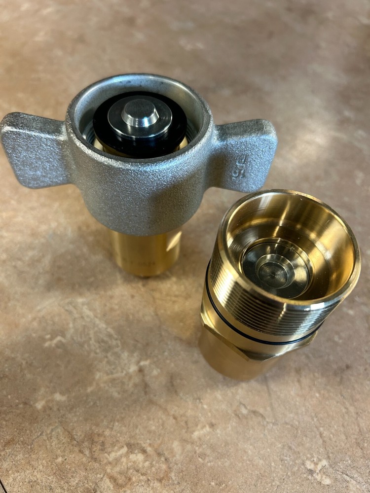 1" NPT (WET LINE) Wing Nut Hydraulic Coupler / Coupling Set WITH CAP & PLUG!