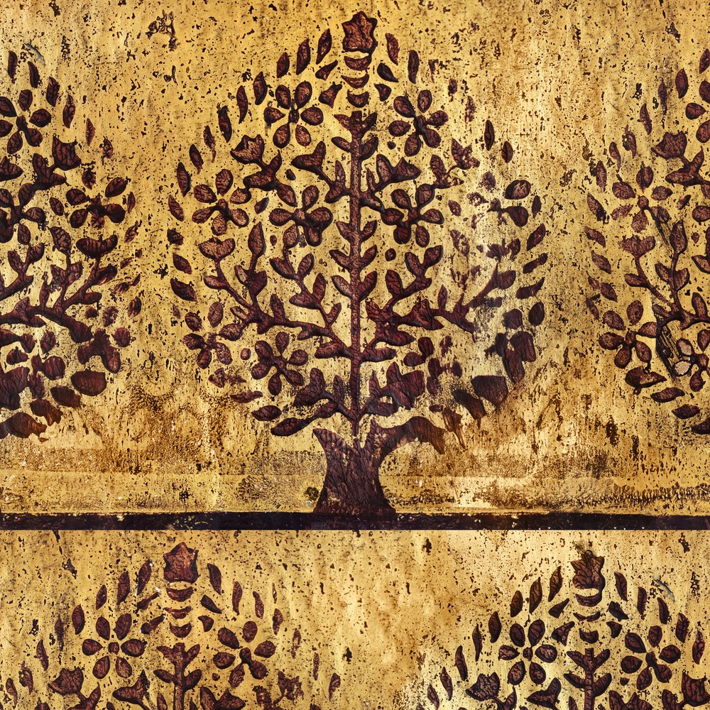 6 ft. Tall Gold Leaf Orchard Canvas Room Divider