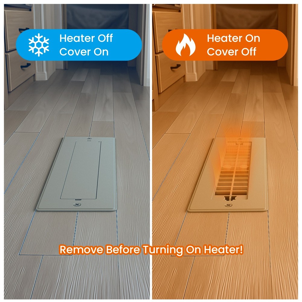 Safoner Aluminum RV Floor Register for 2"x10" Vent with Removable Pet-safe Cover