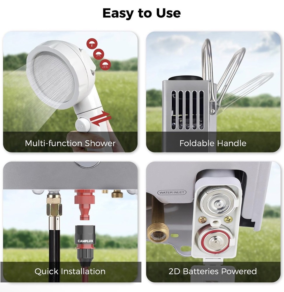 Camplux 6L Tankless Water Heater - BW158G - 1.58 GPM, 41,000 BTU - Gray