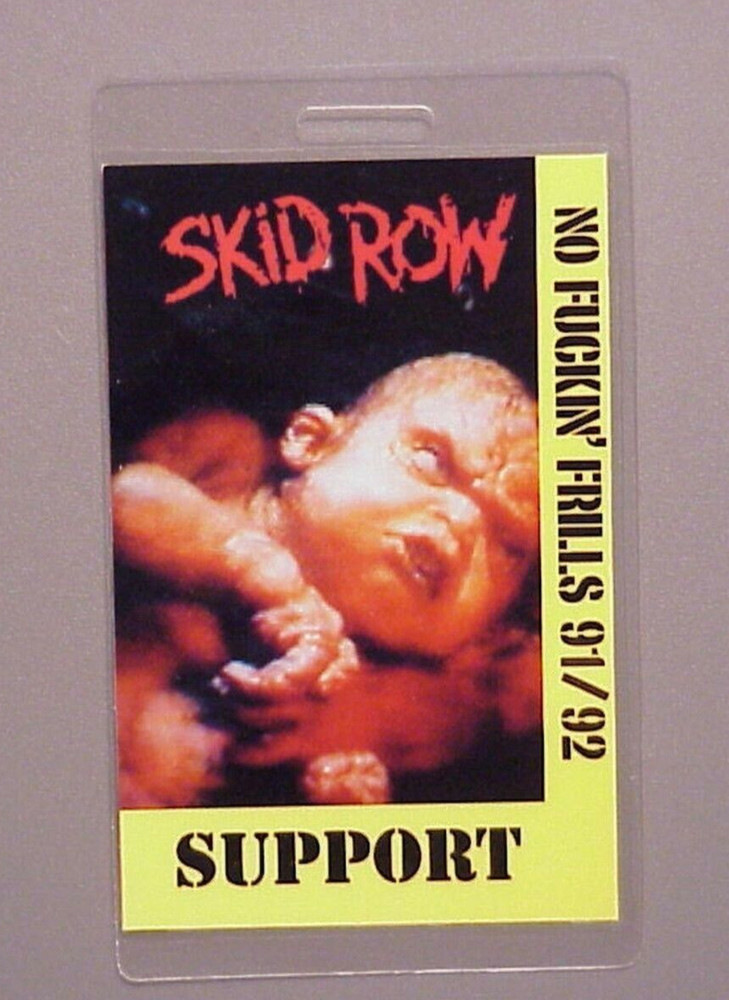 Skid Row backstage pass laminated 91/92 Yellow Support - AUTHENTIC OTTO !