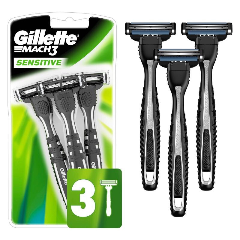 5 Pack: Gillette Mach3 Men's Disposable Razor Sensitive Comfortable Smooth Shave