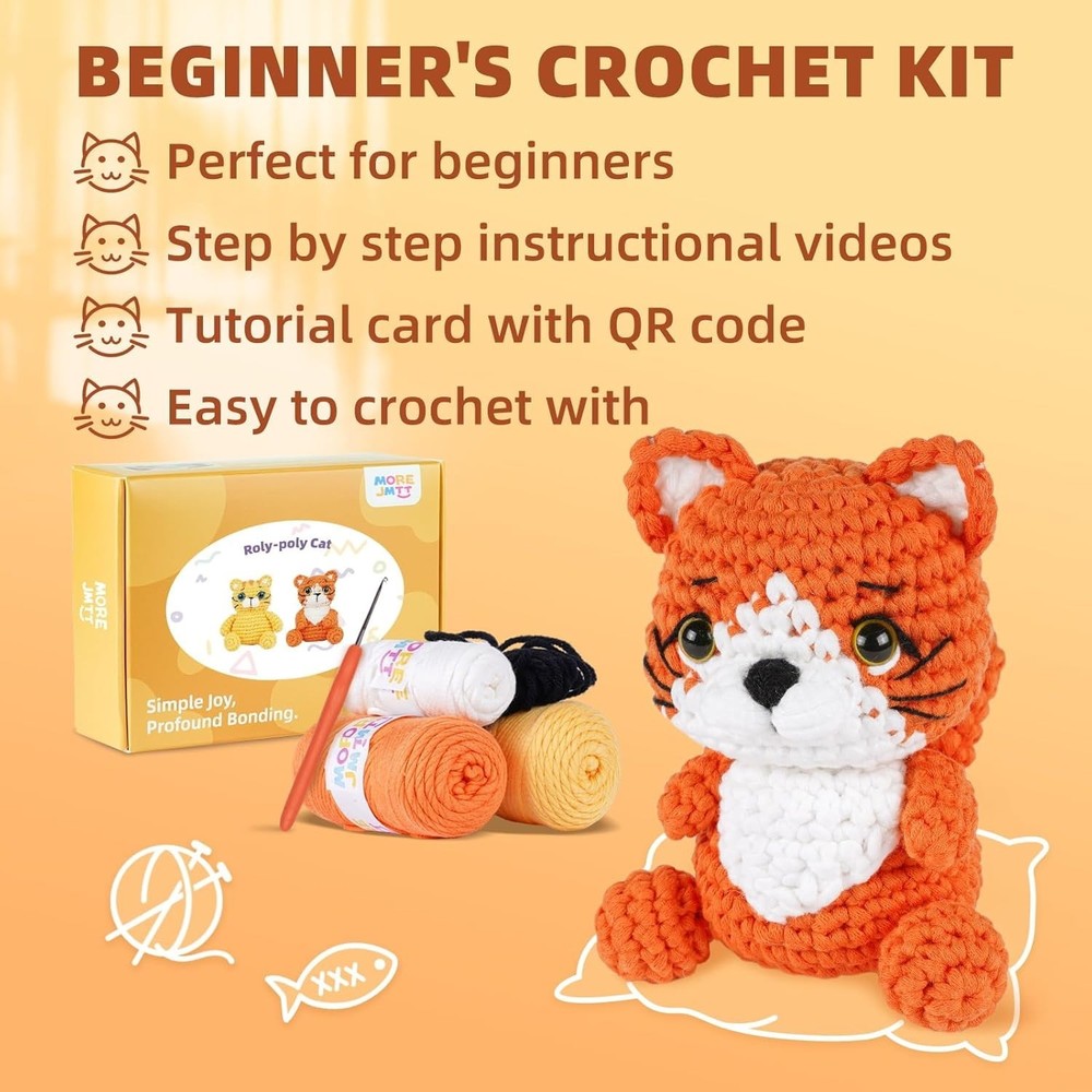 Beginner-Friendly Crochet Kit with Yarn & Video Guide - Gift Idea