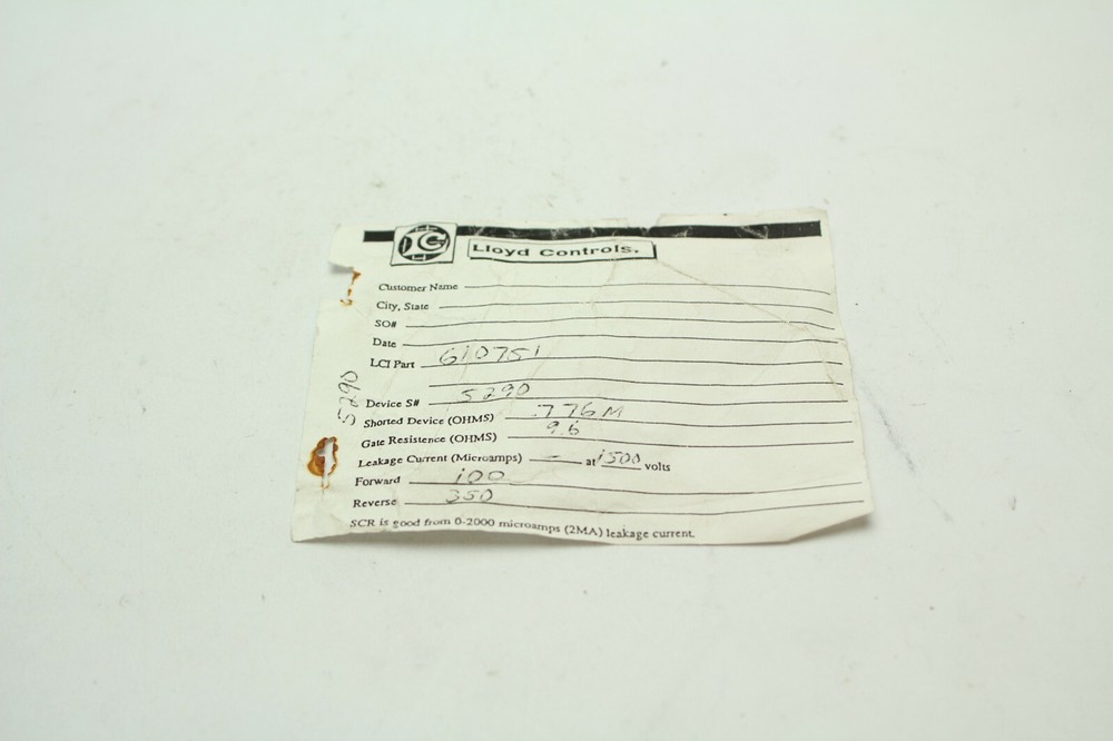 Llyod Controls 610751 Eupec Thyristor Puck Type SCR New